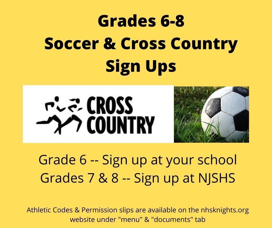 Grades 6-8 Soccer & Cross Country Sign-Ups