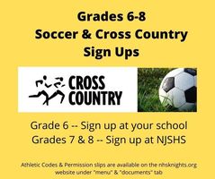 Grades 6-8 Soccer & Cross Country Sign-Ups