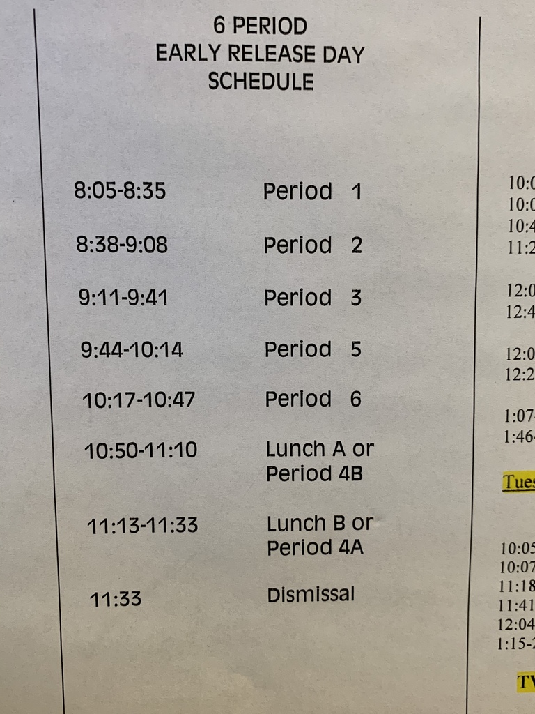 1-6 schedule
